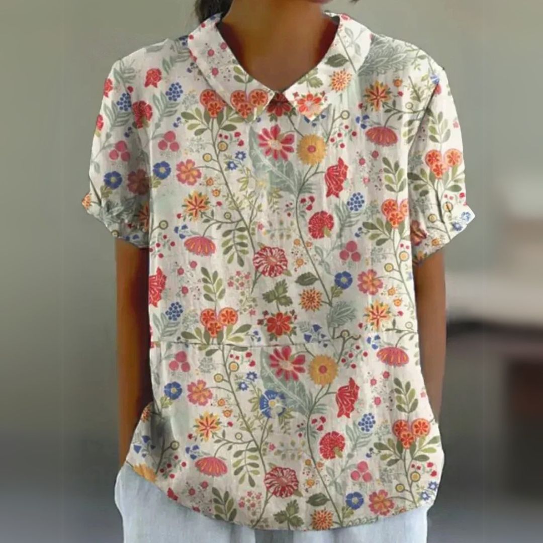 Málinka | Kwiatowa lniana bluzka na luźne dni