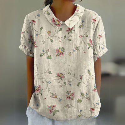 Málinka | Kwiatowa lniana bluzka na luźne dni