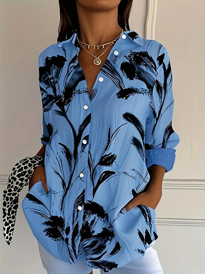 Zaina | Stylish Floral Button-Down Blouse