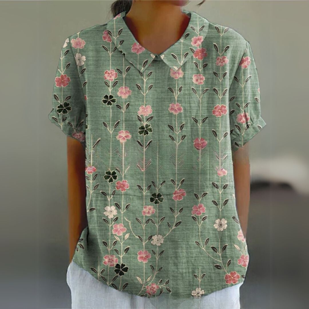 Málinka | Kwiatowa lniana bluzka na luźne dni