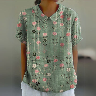 Málinka | Kwiatowa lniana bluzka na luźne dni