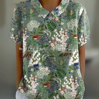 Málinka | Kwiatowa lniana bluzka na luźne dni