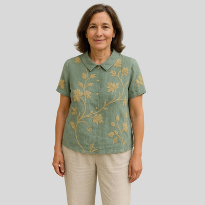 Málinka | Kwiatowa lniana bluzka na luźne dni