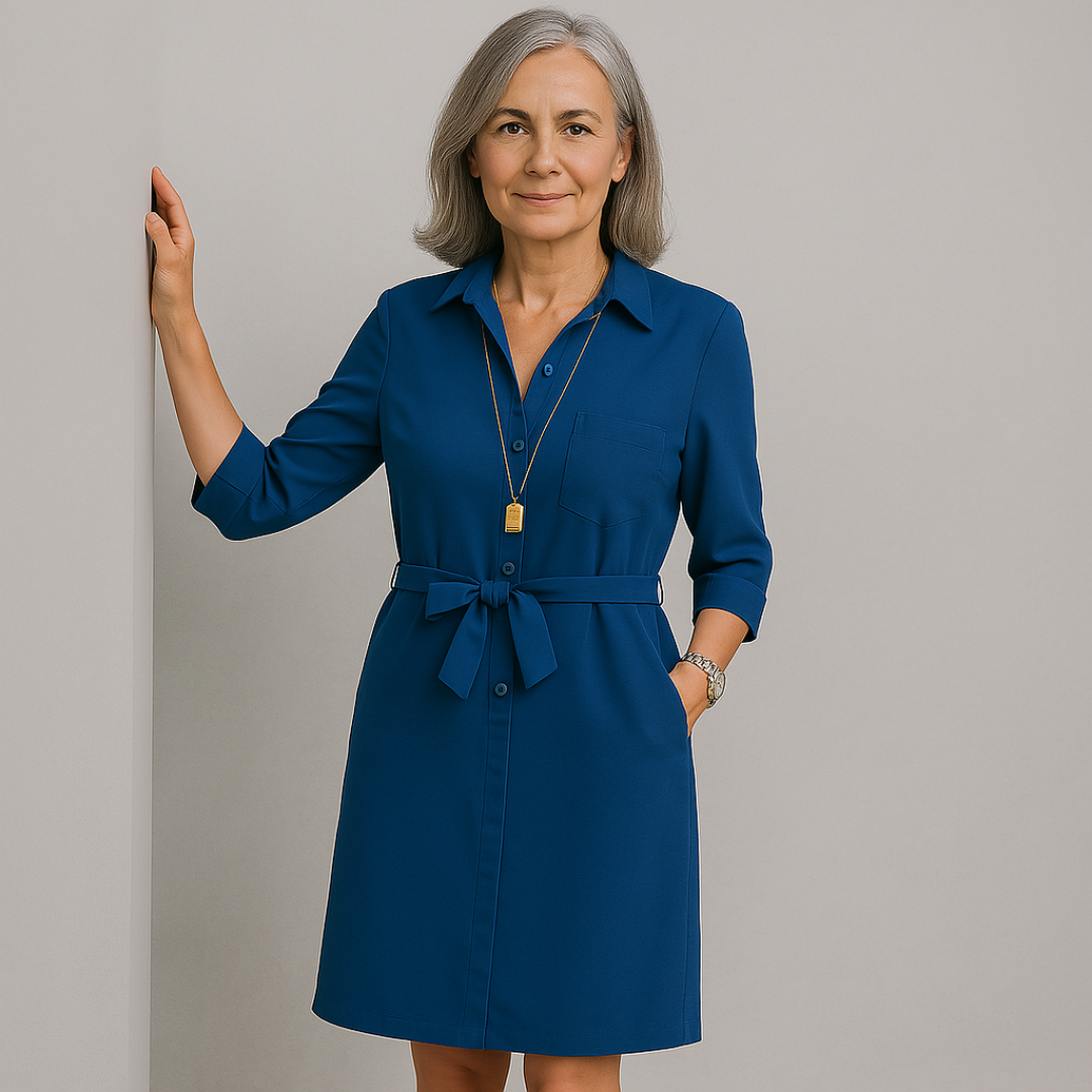 Karolína | Luźna sukienka koszulowa do kolan