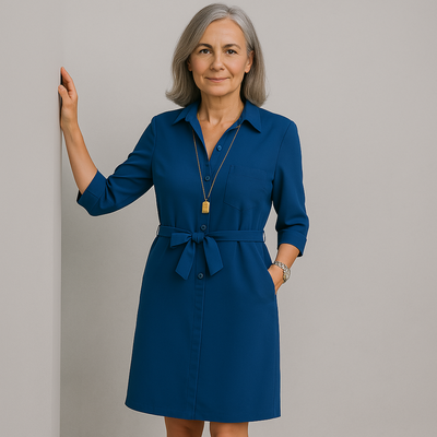 Karolína | Luźna sukienka koszulowa do kolan