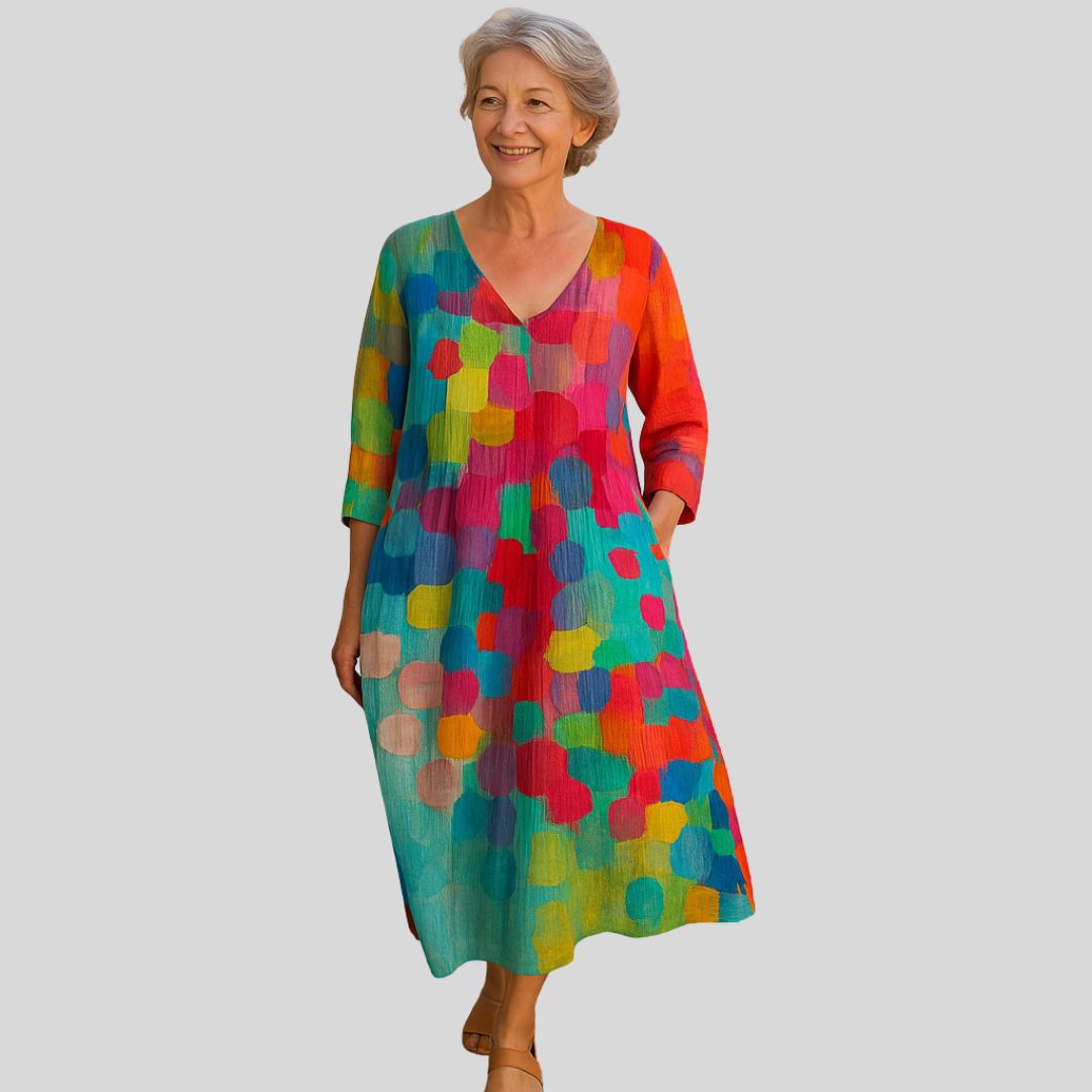 Gracie | Kolorowa sukienka z dekoltem w kształcie V