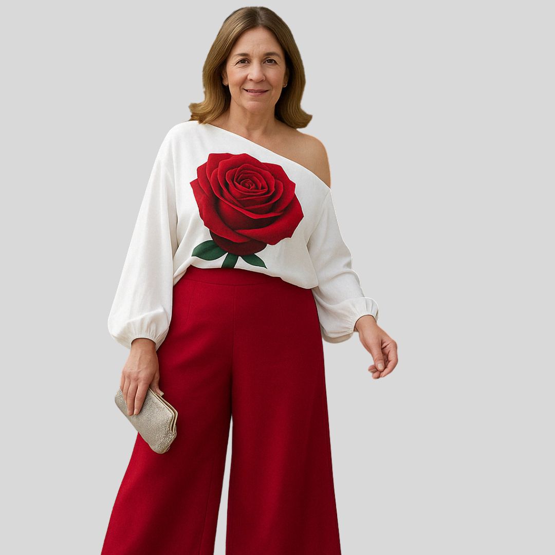 Brigitka | Kwiatowy komplet o eleganckim kroju