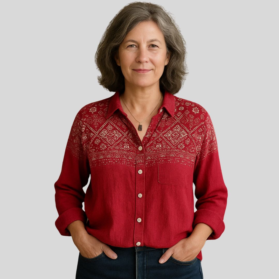 Božetěška | Vintage bluzka z etnicznym nadrukiem