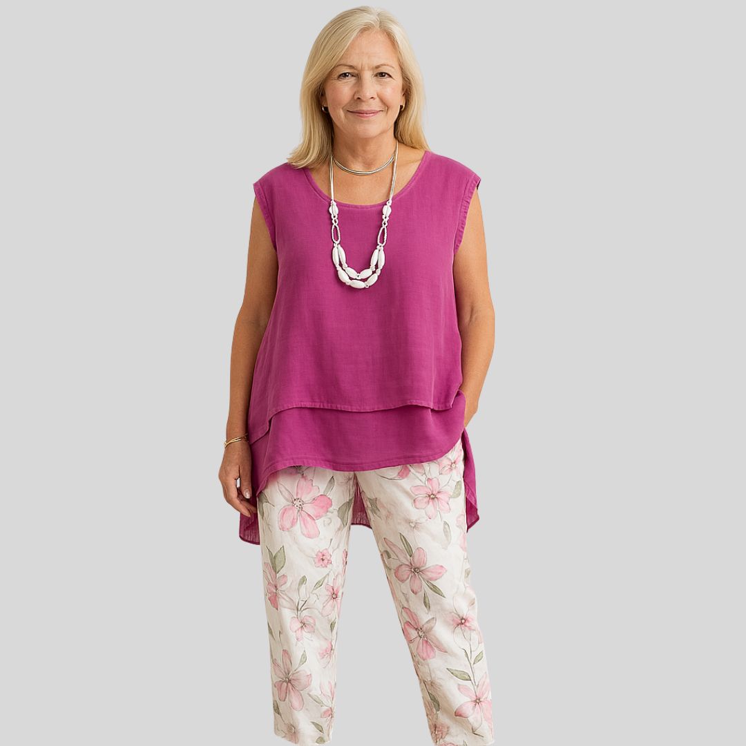 Karla | Elegancka, wygodna, kolorowa koszulka i drukowane spodnie