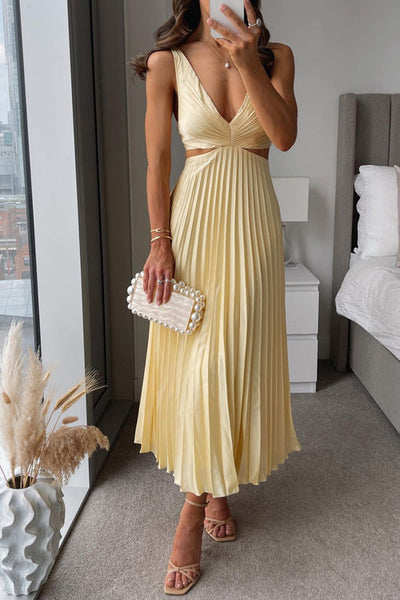 Elsa | Elegancka plisowana sukienka maxi