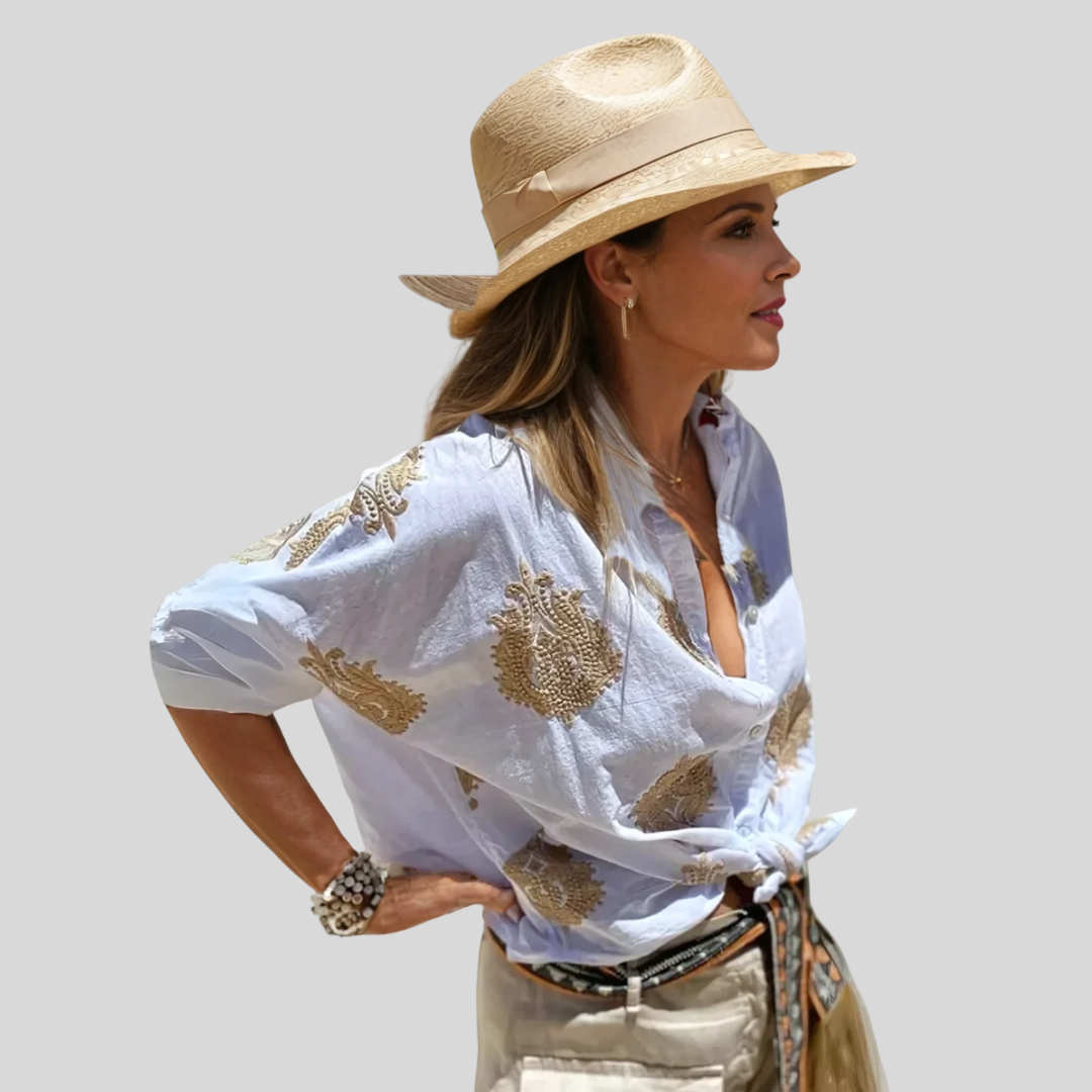 Gábina | Elegancka bawełniana bluzka z kołnierzykiem