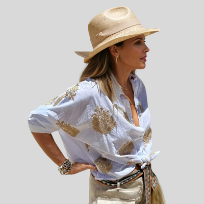 Gábina | Elegancka bawełniana bluzka z kołnierzykiem