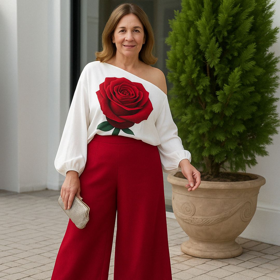 Brigitka | Kwiatowy komplet o eleganckim kroju