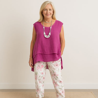 Karla | Elegancka, wygodna, kolorowa koszulka i drukowane spodnie