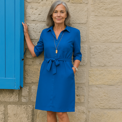 Karolína | Luźna sukienka koszulowa do kolan