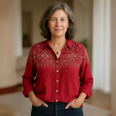 Božetěška | Vintage bluzka z etnicznym nadrukiem