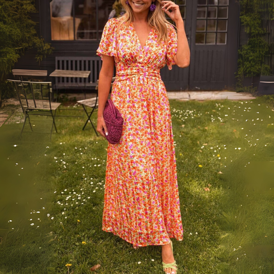 Laura | Elegancka maxi sukienka z dekoltem w kształcie V