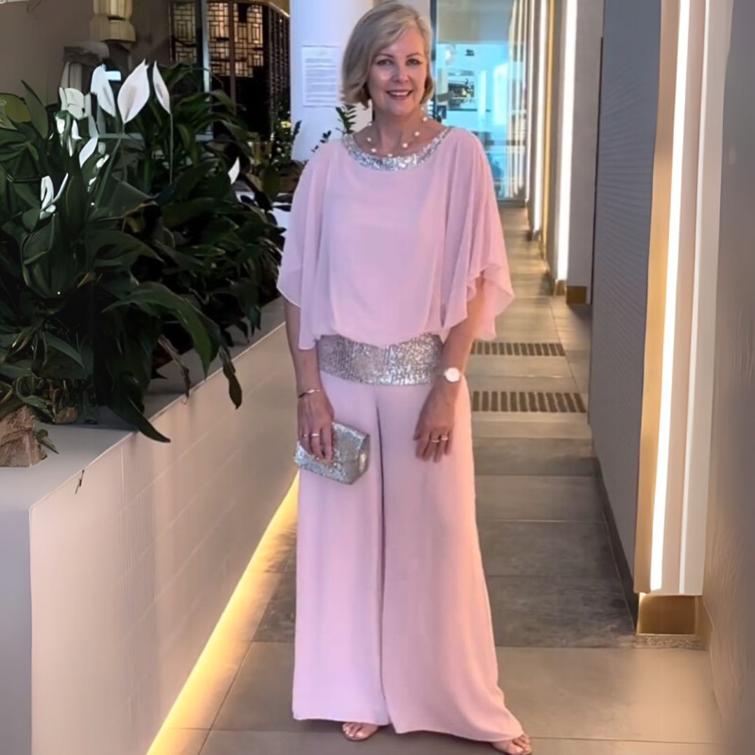 Beáta | Błyszczący dwuczęściowy zestaw na specjalne okazje