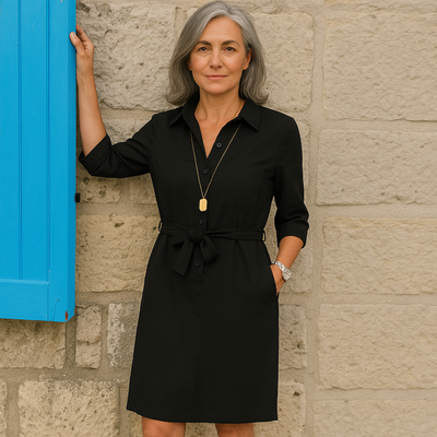 Karolína | Luźna sukienka koszulowa do kolan