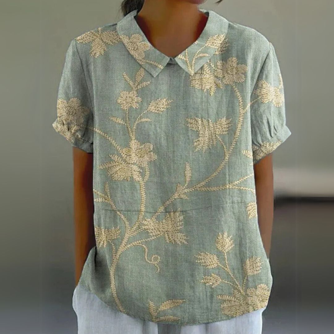 Málinka | Kwiatowa lniana bluzka na luźne dni