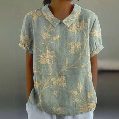 Málinka | Kwiatowa lniana bluzka na luźne dni