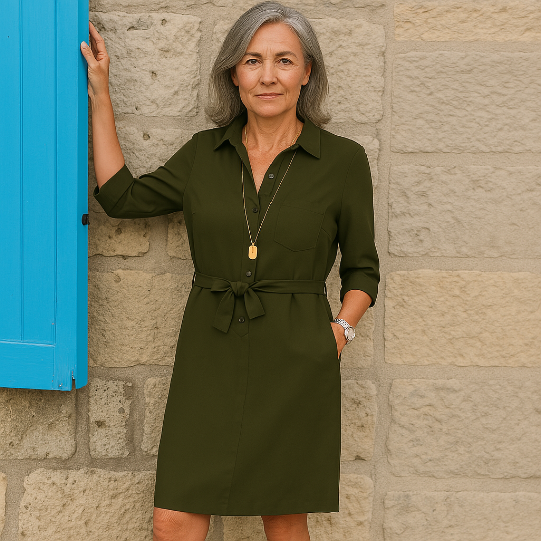 Karolína | Luźna sukienka koszulowa do kolan