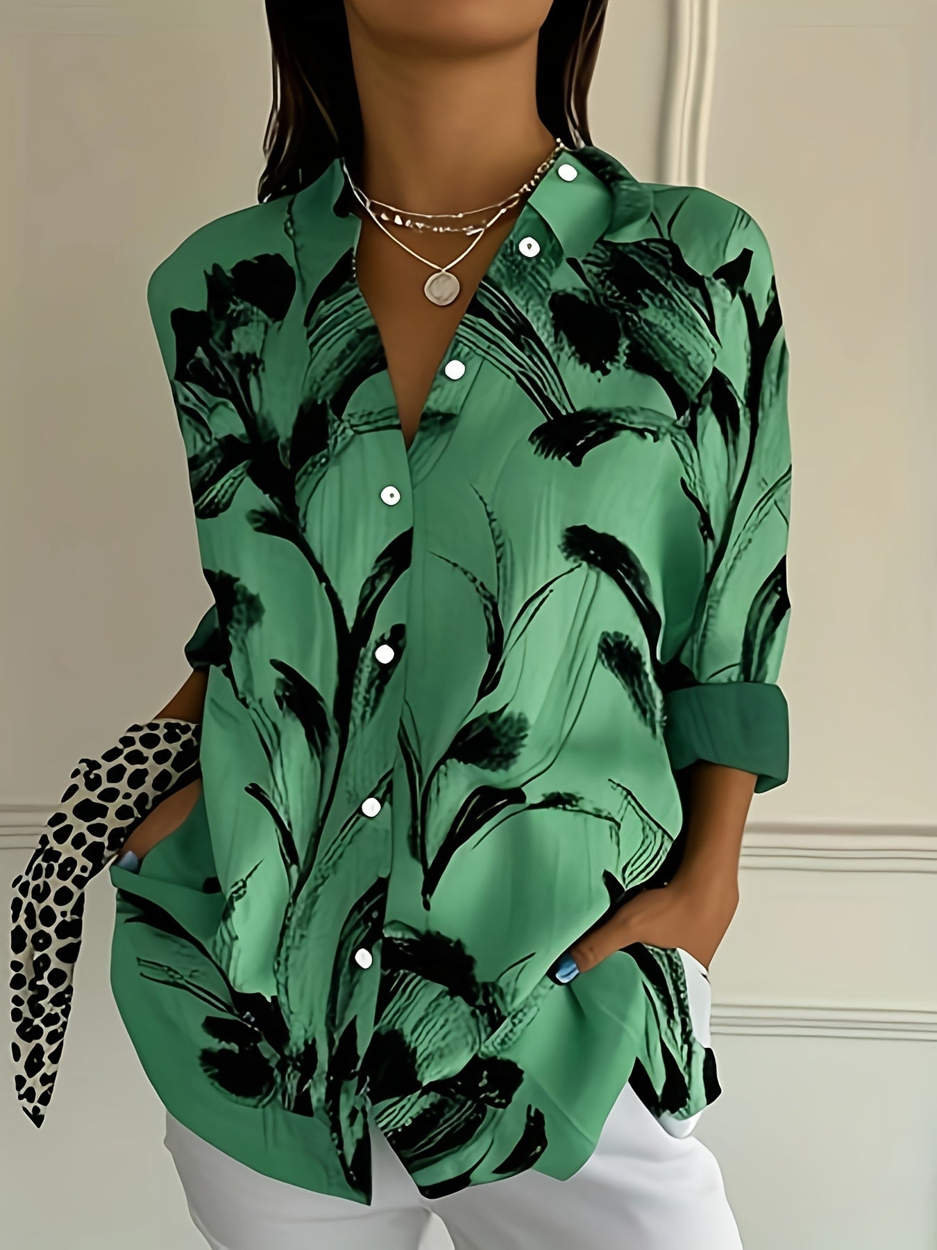 Zaina | Stylish Floral Button-Down Blouse