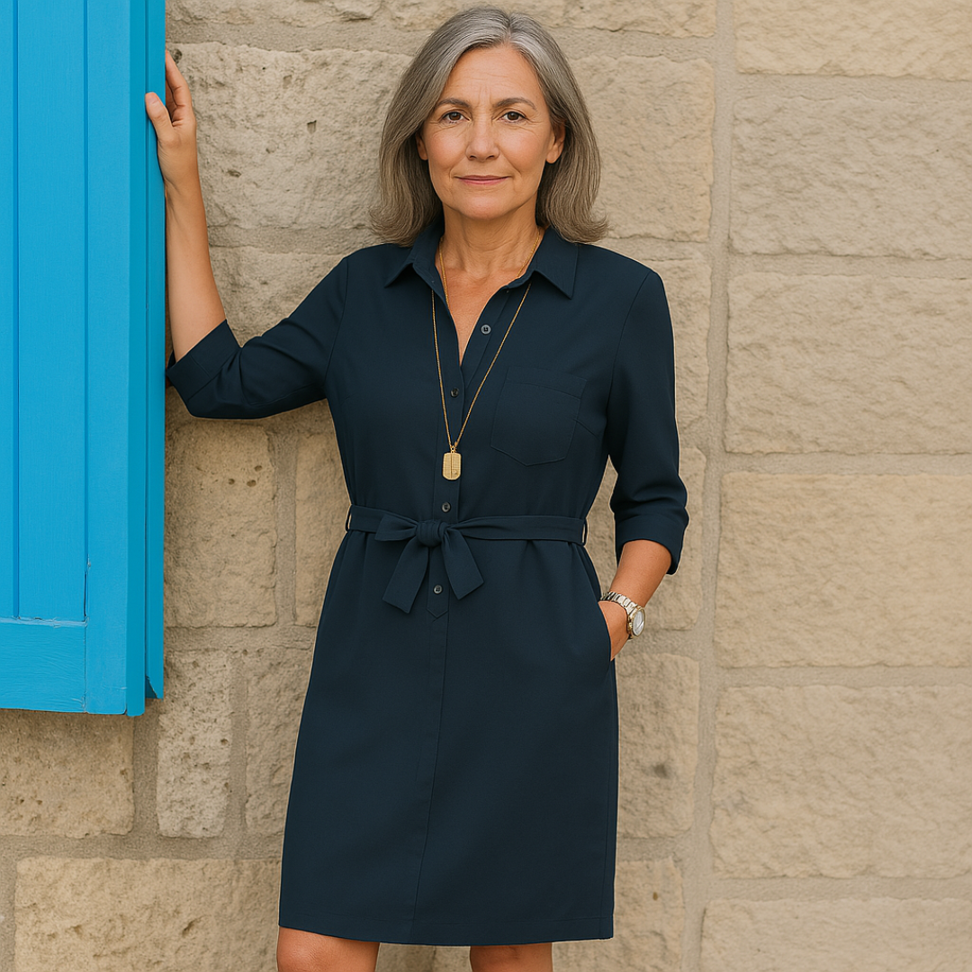 Karolína | Luźna sukienka koszulowa do kolan