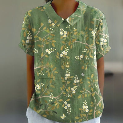 Málinka | Kwiatowa lniana bluzka na luźne dni