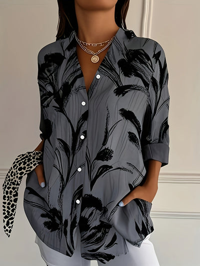 Zaina | Stylish Floral Button-Down Blouse