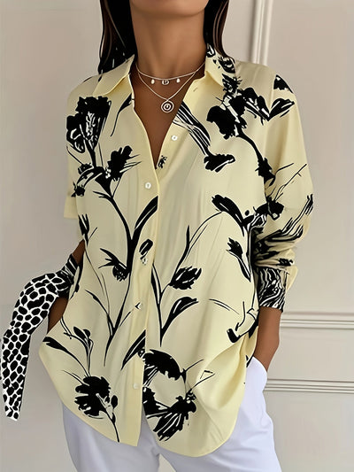 Zaina | Stylish Floral Button-Down Blouse