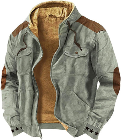 liaddkv Warm Lined Wool Check Shirt Jacket for Men, Winter Heavyweight Thick Jacket, Classic Zip Jacket, Rain Jacket with Removable Inner Jacket