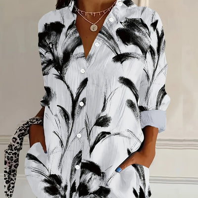 Zaina | Stylish Floral Button-Down Blouse