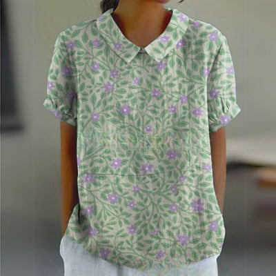 Málinka | Kwiatowa lniana bluzka na luźne dni