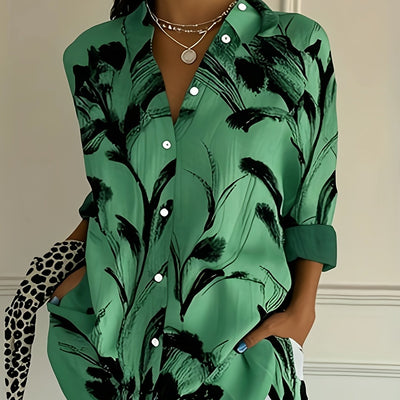 Zaina | Stylish Floral Button-Down Blouse