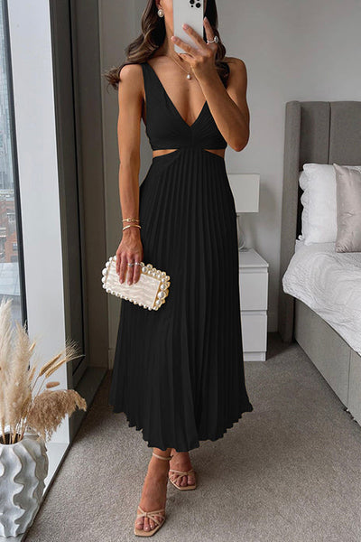Elsa | Elegancka plisowana sukienka maxi