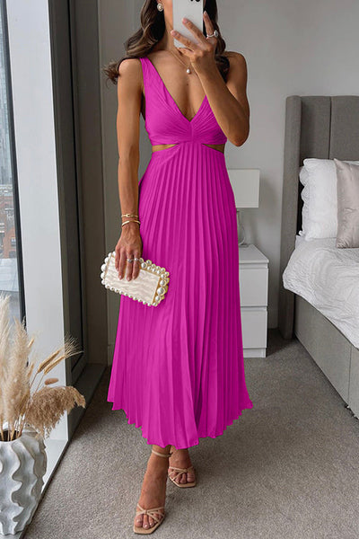 Elsa | Elegancka plisowana sukienka maxi