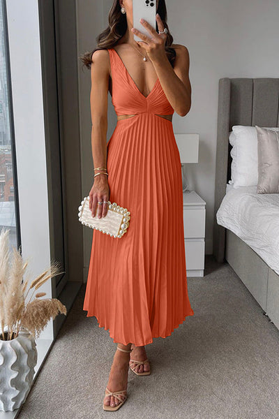 Elsa | Elegancka plisowana sukienka maxi