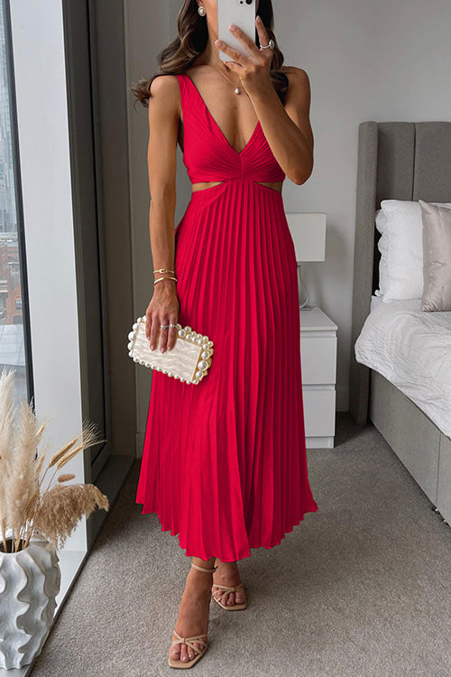 Elsa | Elegancka plisowana sukienka maxi