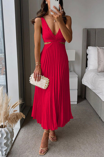 Elsa | Elegancka plisowana sukienka maxi