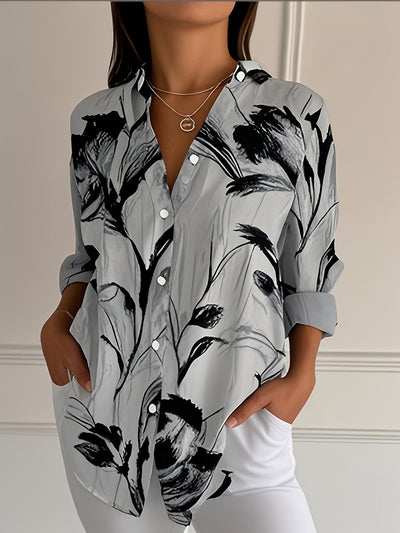 Zaina | Stylish Floral Button-Down Blouse