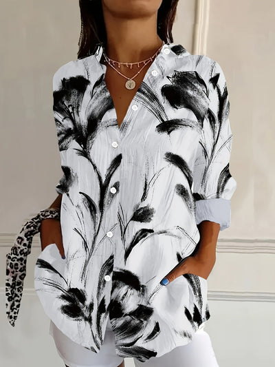 Zaina | Stylish Floral Button-Down Blouse