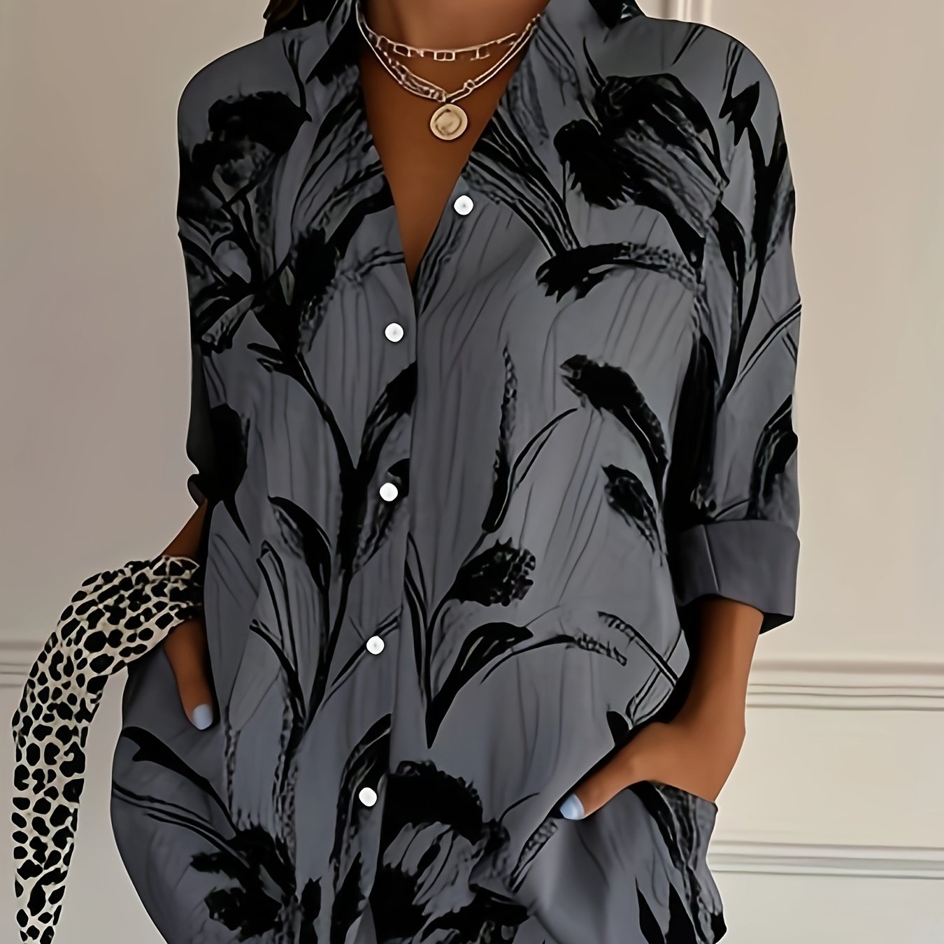 Zaina | Stylish Floral Button-Down Blouse