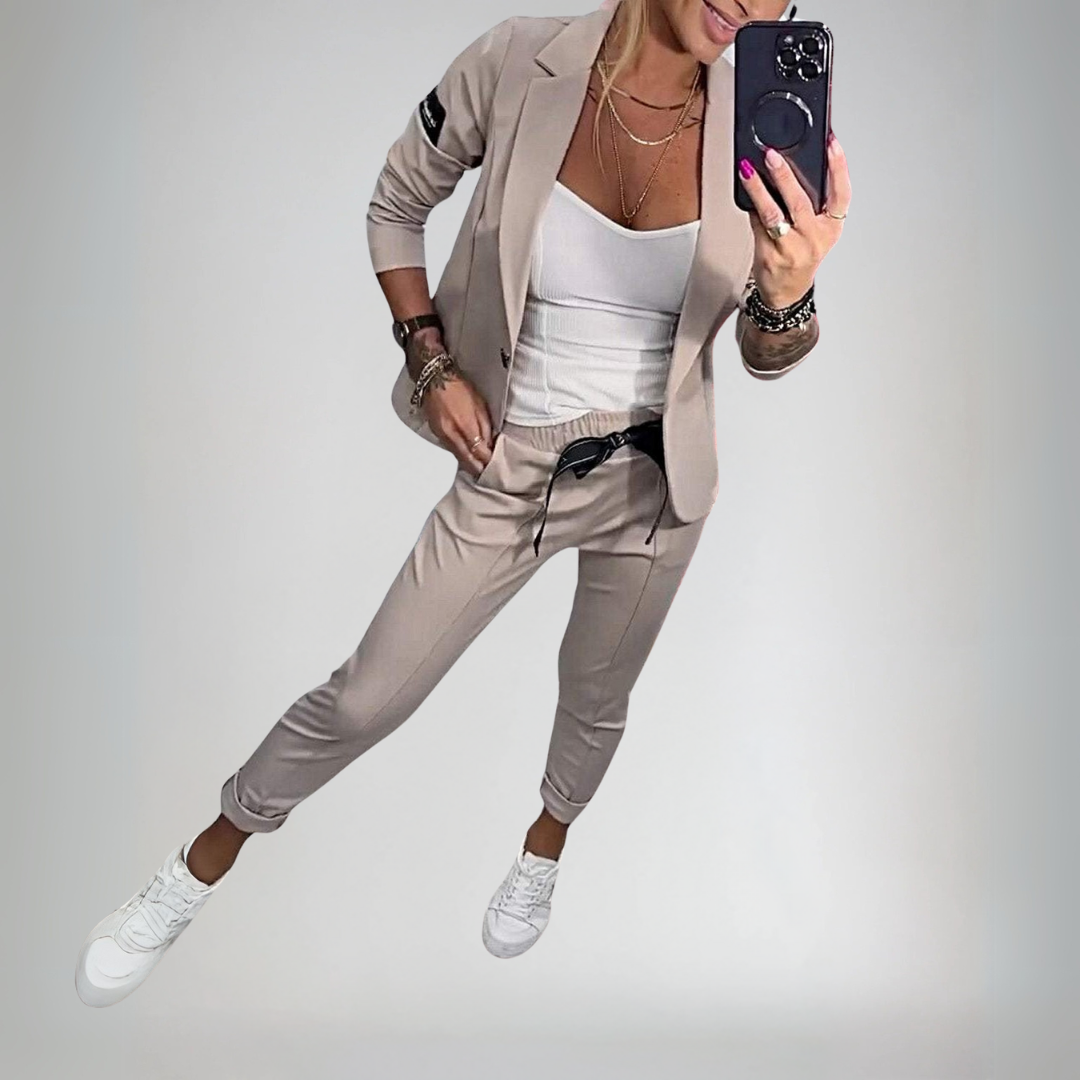 Moxie | Dwuczęściowy damski zestaw top z kurtką i gumą