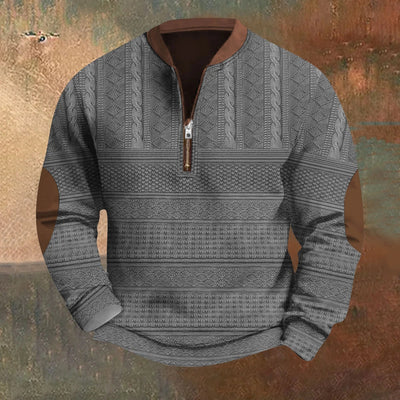 Mens Quarter Zip Sweater Lightweight Mock Neck Long Sleeve Knitted Retro Sweater