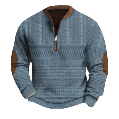 Mens Quarter Zip Sweater Lightweight Mock Neck Long Sleeve Knitted Retro Sweater