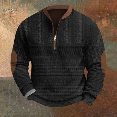 Mens Quarter Zip Sweater Lightweight Mock Neck Long Sleeve Knitted Retro Sweater