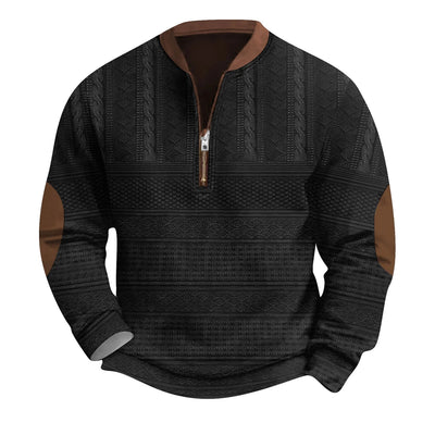 Mens Quarter Zip Sweater Lightweight Mock Neck Long Sleeve Knitted Retro Sweater